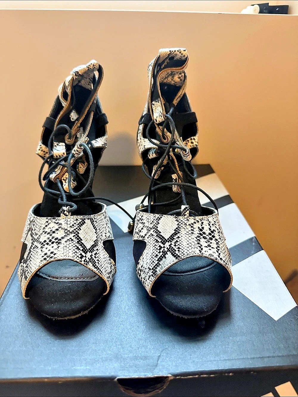 Yami Animal Print Strappy Heels US 7.5 - dance shows